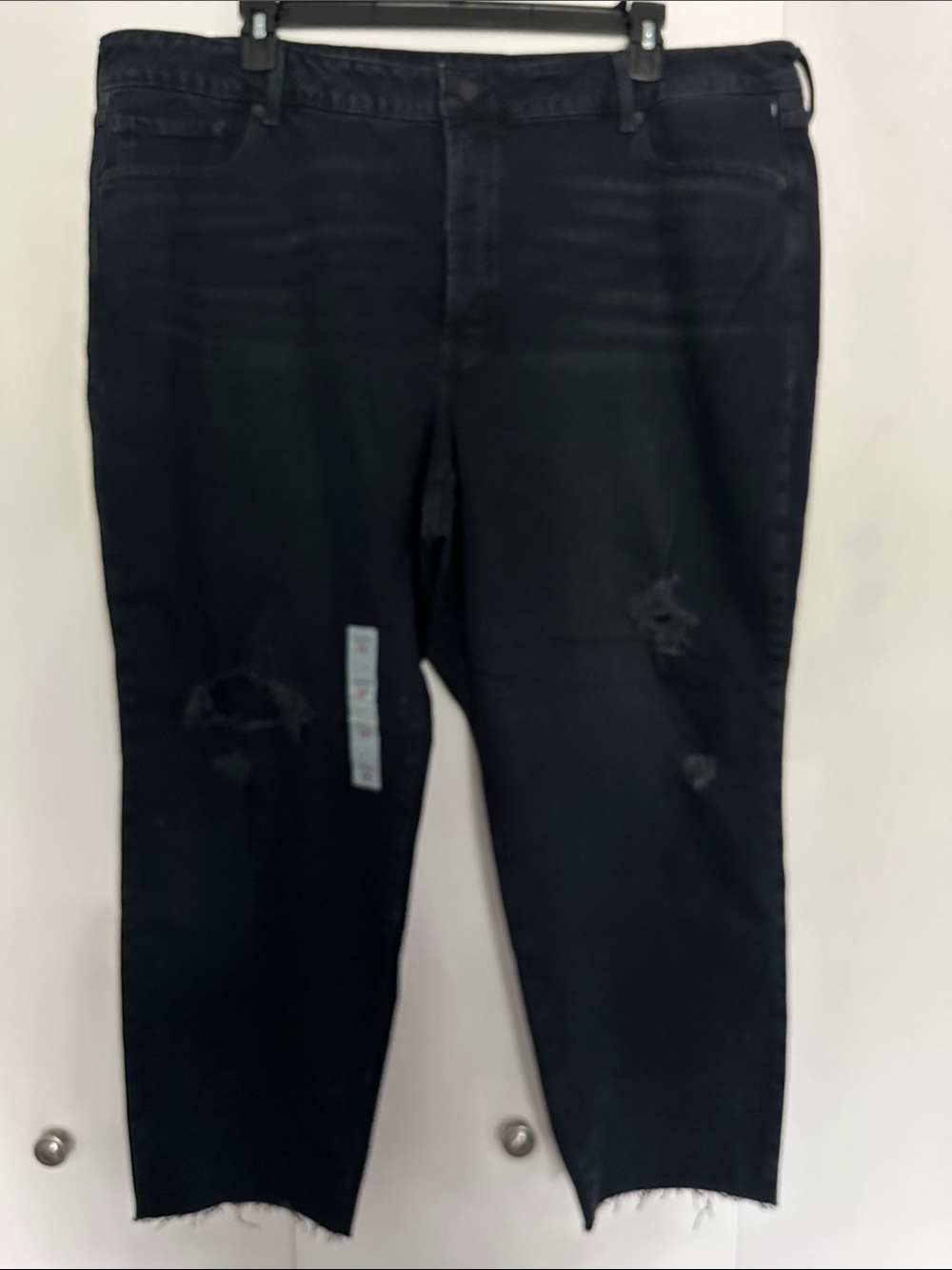 Old Navy High-Rise O.G. Straight Black Distressed Jeans